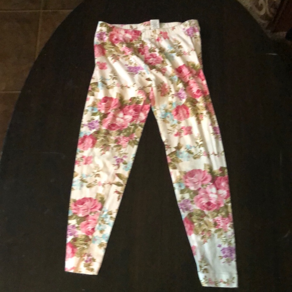 Zenana girls floral print leggings (Las)